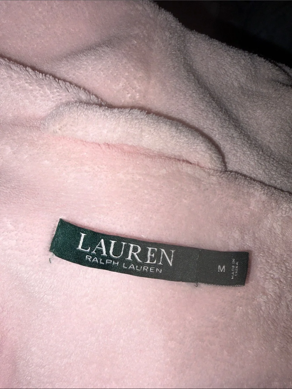 LAUREN RALPH LAUREN Pink Short Bathrobe Gold Logo FLUFFY M